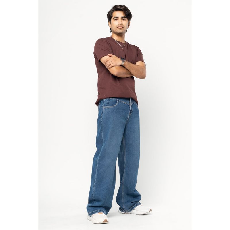 FREAKINS Blue Fish Cut Men's Straight Jeans (36)