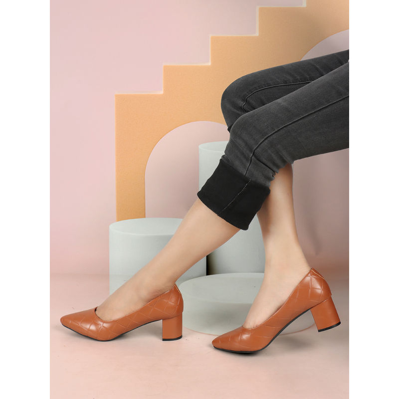 Iconics Women Tan Slip-On Pointed Toe Pumps (EURO 37)