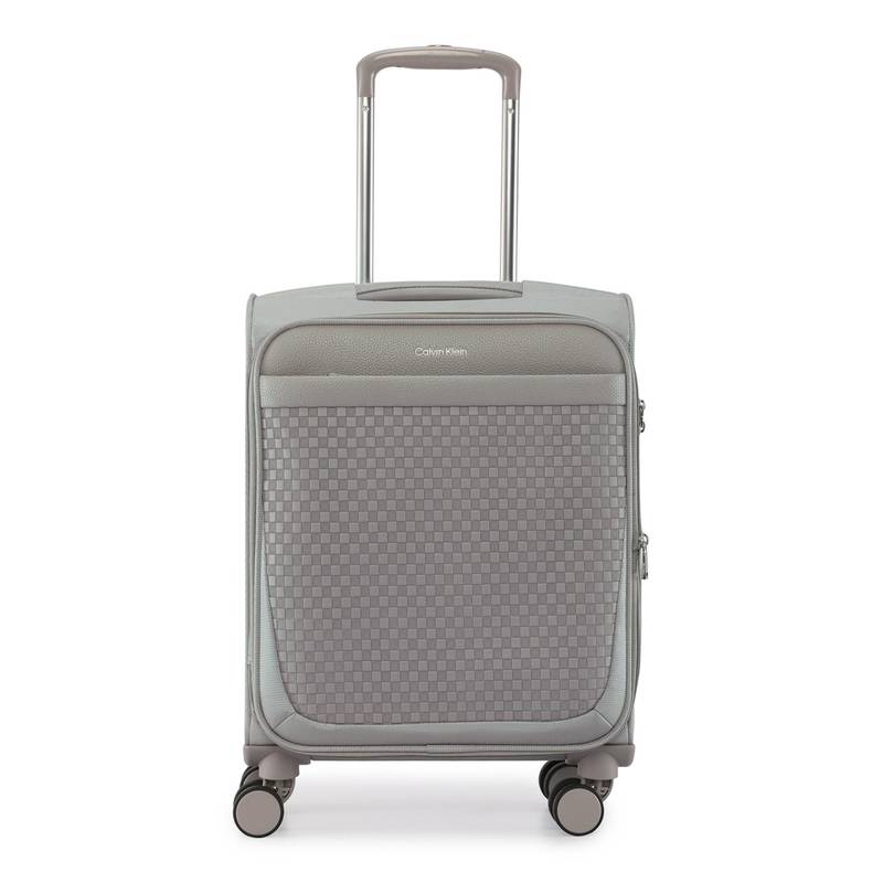Calvin Klein Check In Stone Soft Grey Cabin 20 Inch Luggage Bag (S)