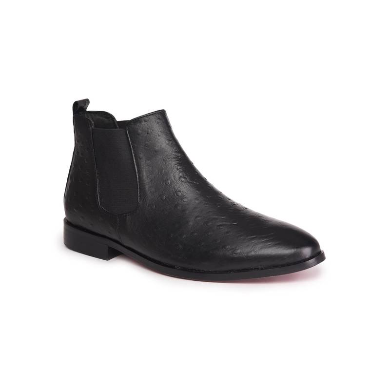 Zoom Shoes AOP1179 Genuine Leather Mid Ankle Party Black Chelsea Boots (UK 6)