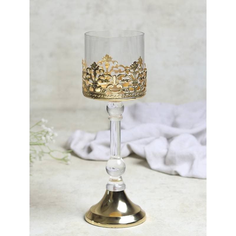 De Maison Decor Aurum Crest Pillar Candle Holder - (Small)