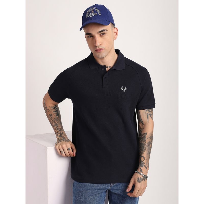 R&B Men Black Young Textured Polo T-Shirt (S)