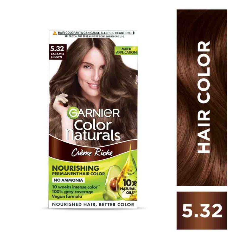 Buy Garnier Color Naturals Crème hair color Shade 532 Caramel Brown 70ml   60g  Garnier Color Naturals Crème Riche Hair Color 730 Golden Brown  55ml  50g Online at Low Prices