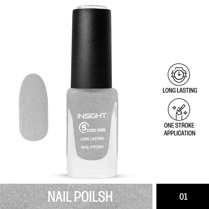 Insight Cosmetics 5 Toxic Free long lasting Nail Polish - Crystal Shade 1