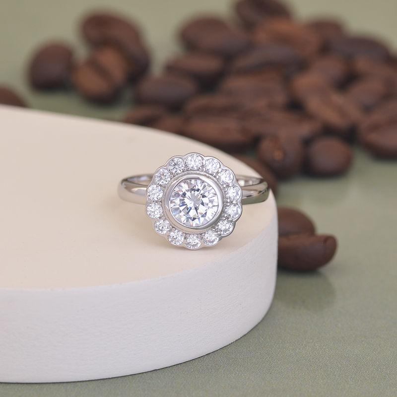 Ornate Jewels Aaa Grade American Diamond Cubic Zirconia Round Flower Halo Ring For Women - 1366