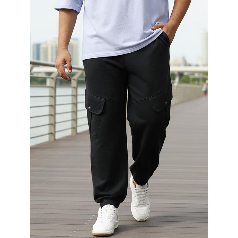 Bewakoof Air 1.0 Men's Black Super Loose Fit Plus Size Cargo Joggers (3XL)