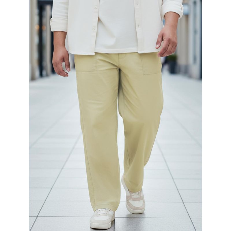 Bewakoof Men's Beige Plus Size Pants (38)