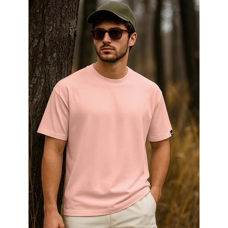 Bewakoof Heavy Duty 1.0 Men's Pink Oversized T-shirt (S)