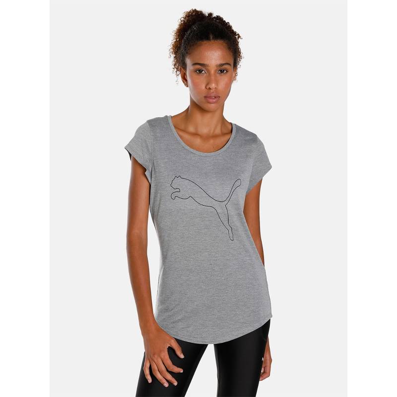 Puma Performance Heather Cat Womens Grey T-Shirt (XS)