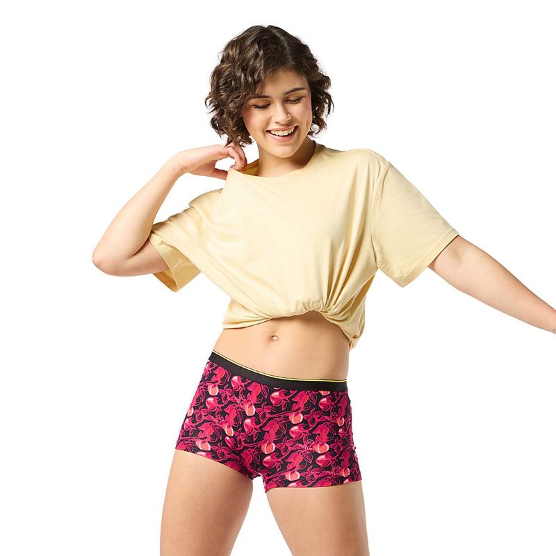 Bummer Womens Printed Micro Modal Boyshorts Panties Ultra Soft Underwear (M)