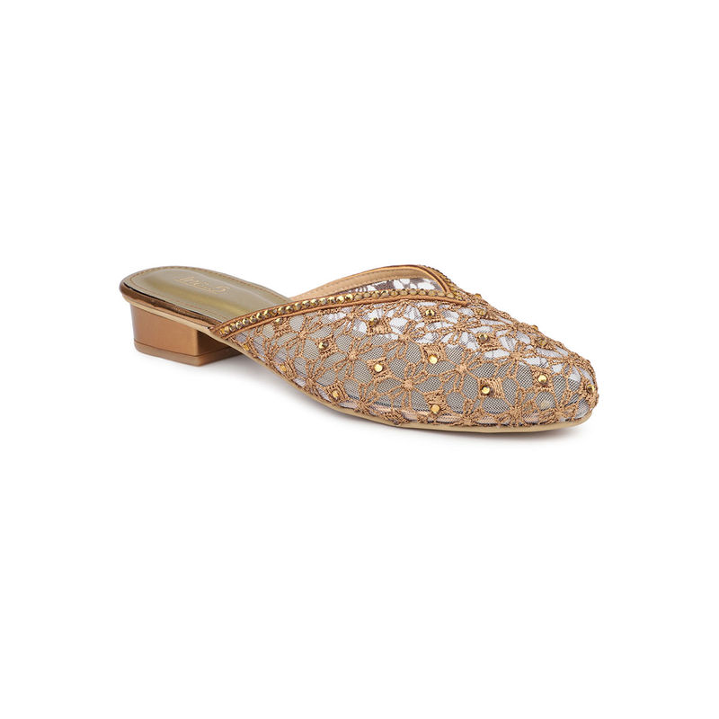 Inc.5 Women Gold Evening Block Heel Mules Buy Inc.5 Women Gold Evening