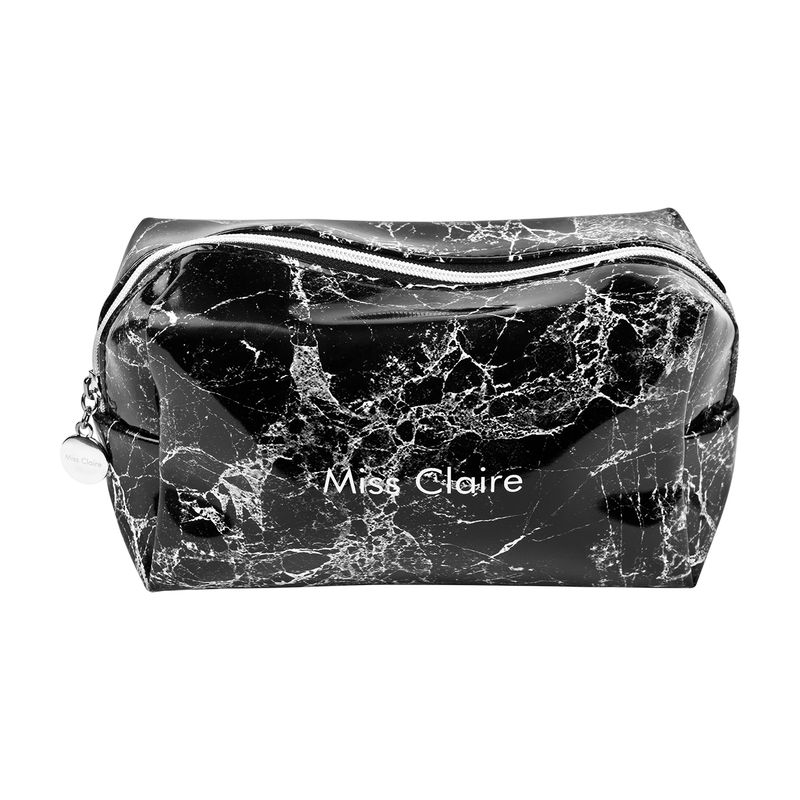 Black marble makeup bag top