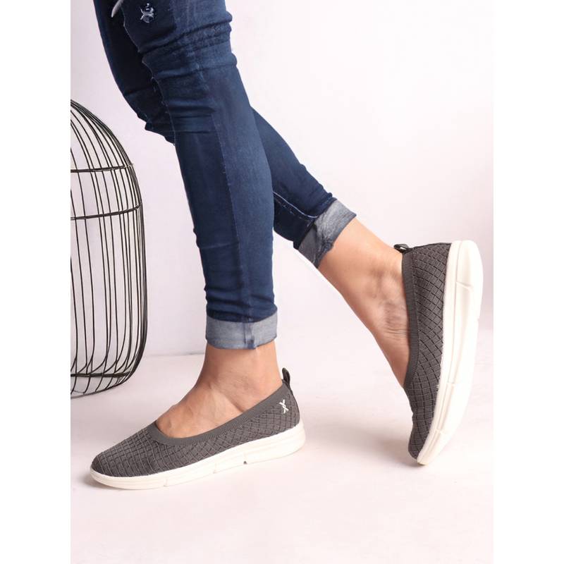 Carlton London Women Breathable Lightweight Everyday Grey Ballerina (EURO 37)