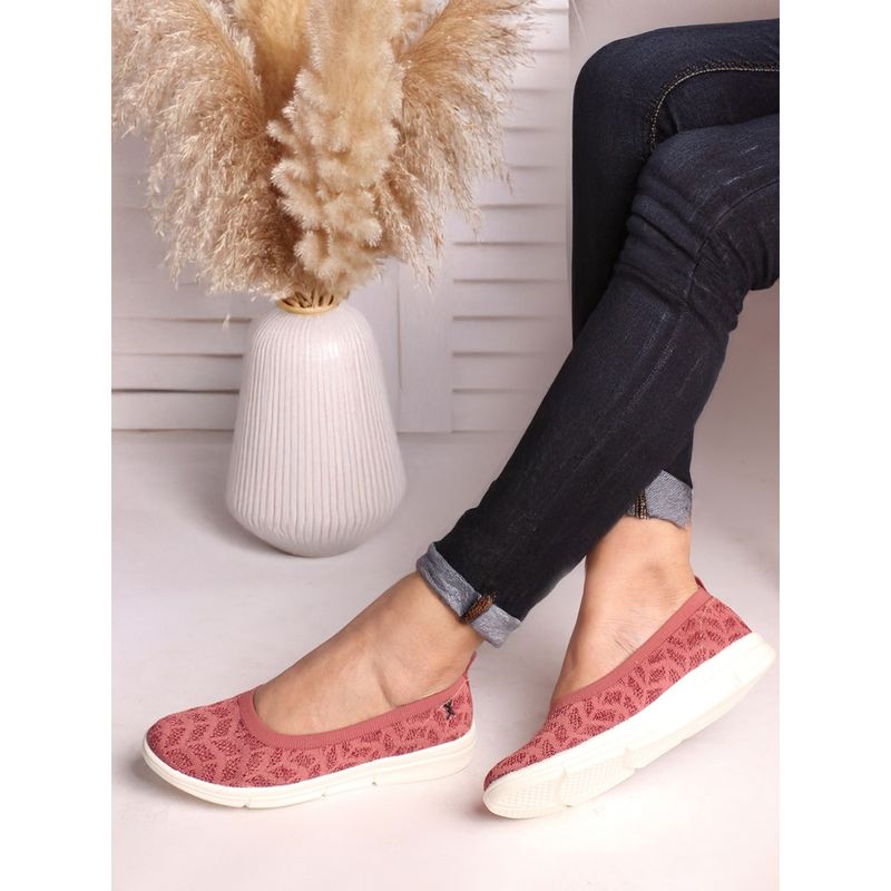 Carlton London Women Breathable Lightweight Everyday Patterned Peach Ballerina (EURO 36)