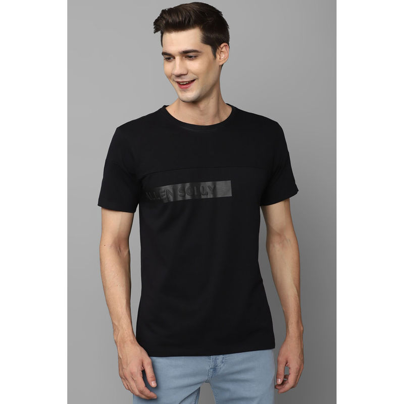 Allen Solly Men Black Graphic Print Round Neck Graphic T-Shirt (S)
