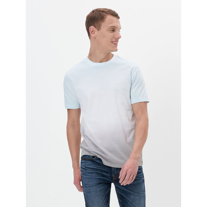 American Eagle Men Blue Super Soft Dip Dye Ombre T-Shirt (XL)