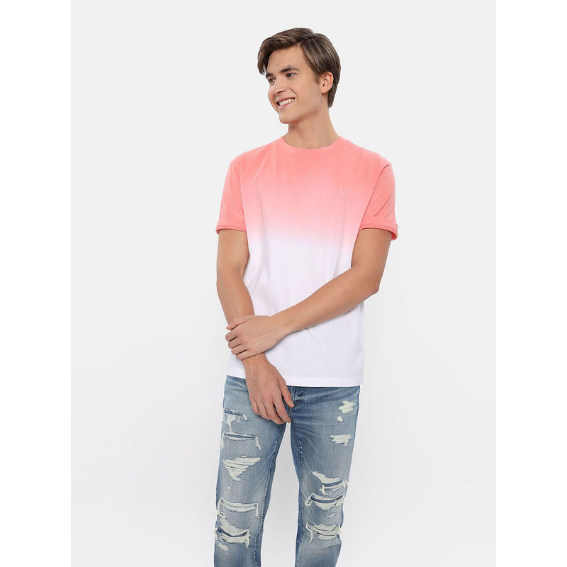American Eagle Men Pink Super Soft Dip Dye Ombre T-Shirt (L)