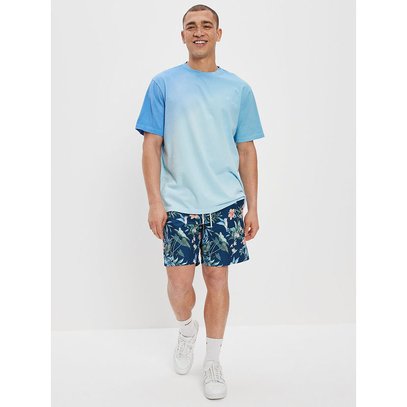 American Eagle Men Blue Super Soft Dip Dye Ombre T-Shirt (L)