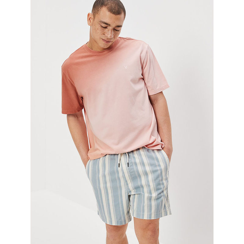 American Eagle Men Orange Super Soft Dip Dye Ombre T-Shirt (L)