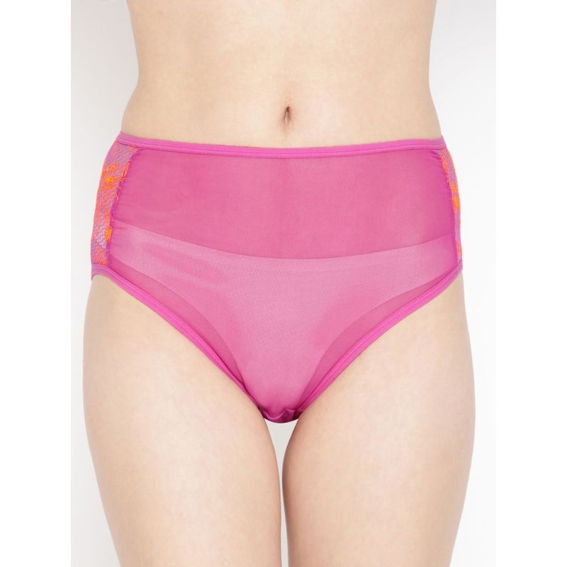 AOBA Women Purple Sheer Solid Net Hipster Briefs (S)