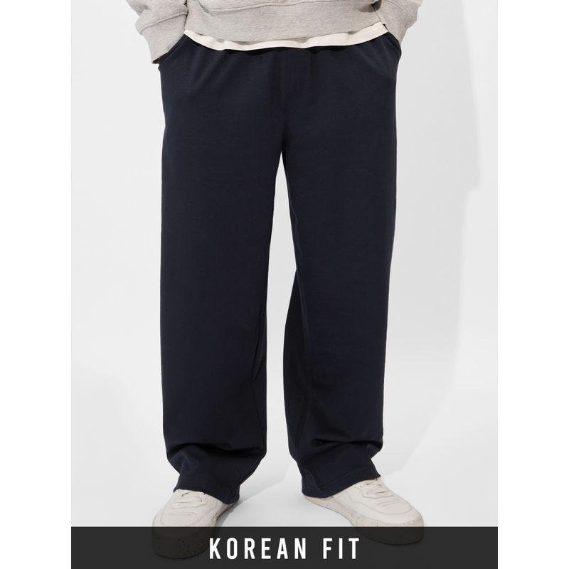 The Souled Store Navy Blue Solids Korean Trackpant (L)