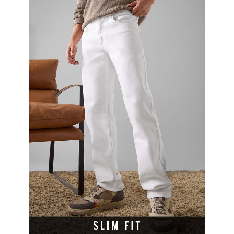 The Souled Store Snow White Solid Slim Fit Jeans (34)