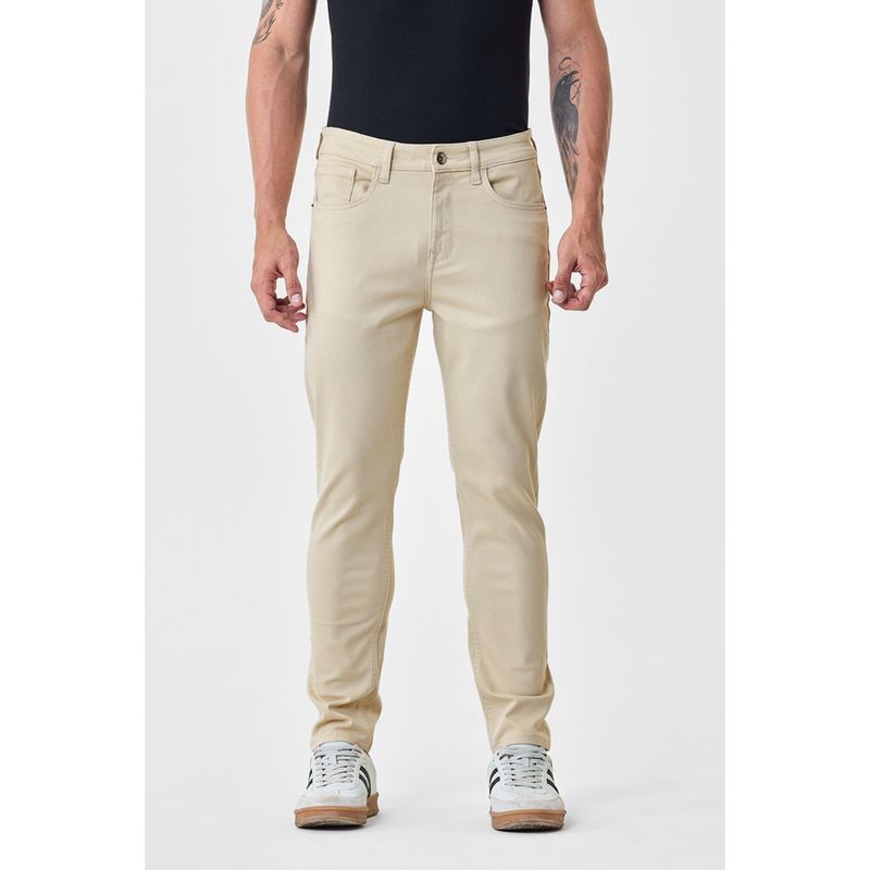 Snitch Cream Cotton Button Fly Jeans (38)