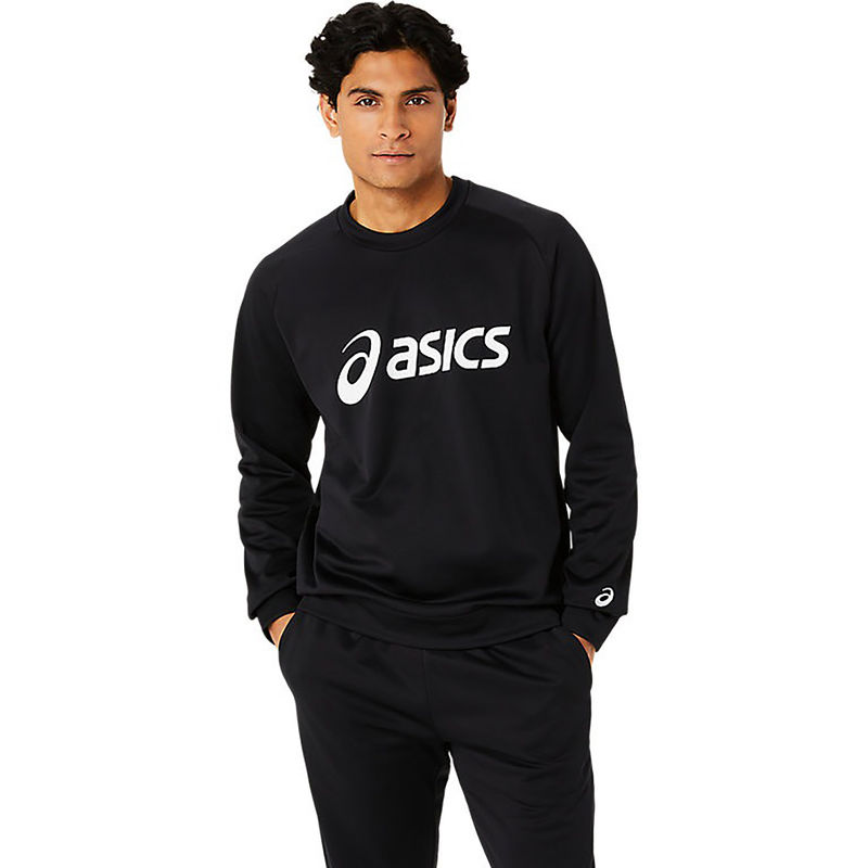 ASICS Activewear Black Solid Fleece Crew Top T-Shirt (M)
