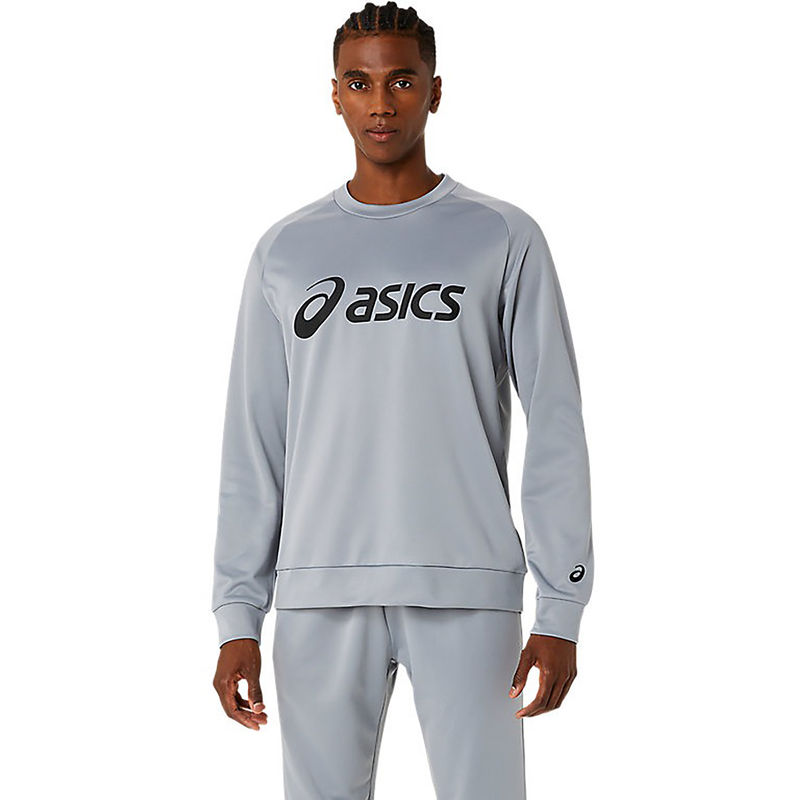 ASICS Activewear Grey Solid Fleece Crew Top T-Shirt (XL)