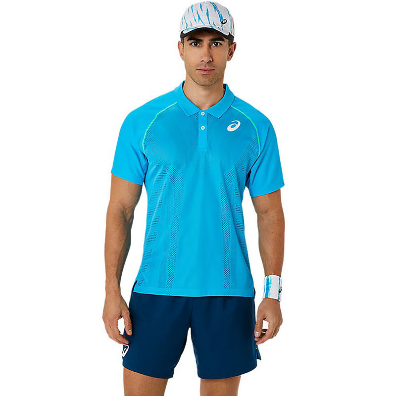 ASICS Activewear Blue Men Match Actibreeze Polo T-Shirt (L)