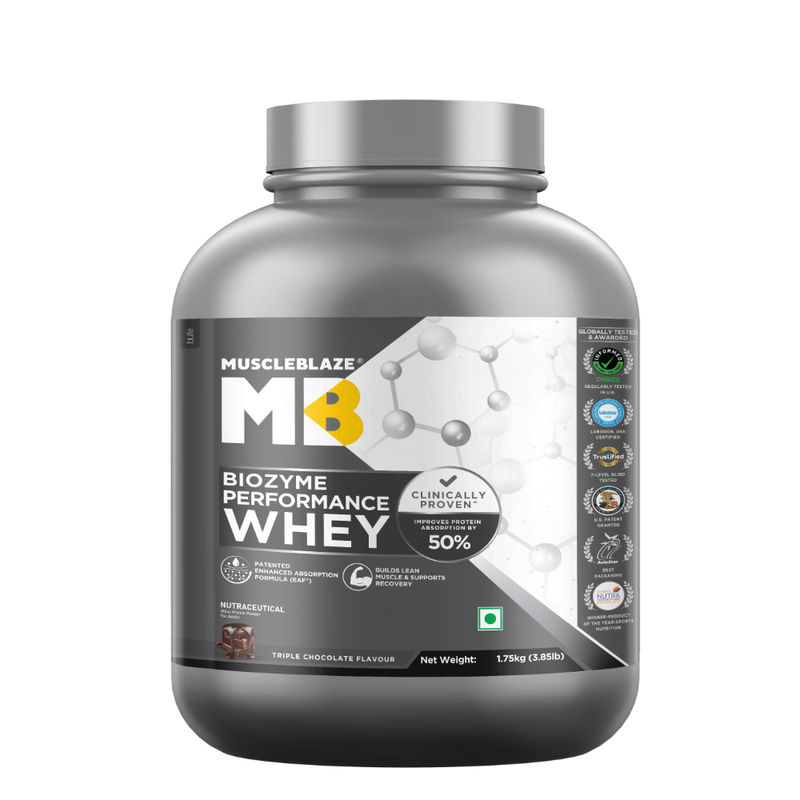MuscleBlaze Biozyme Performance Whey Protein, Labdoor USA Certified (Triple Chocolate)