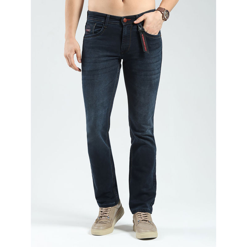 Monte Carlo Men Solid Regular Fit Blue Jeans (30)