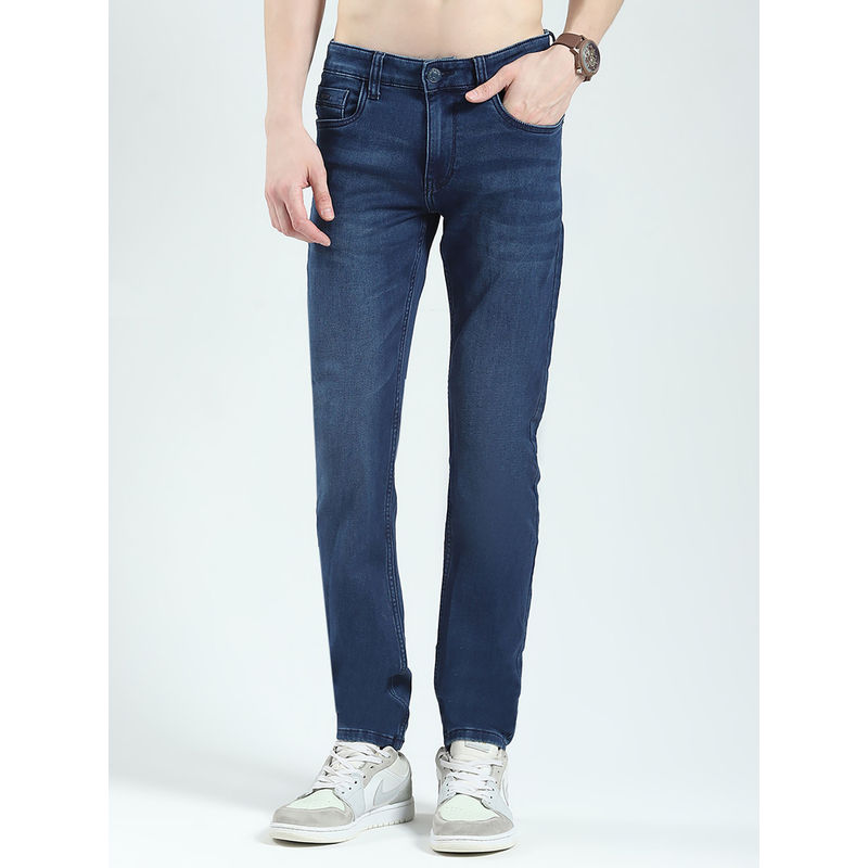 Monte Carlo Men Solid Regular Fit Navy Blue Jeans (38)