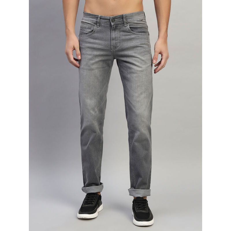 Cantabil Men Solid Grey Ultra Narrow Fit Casual Jeans (30)