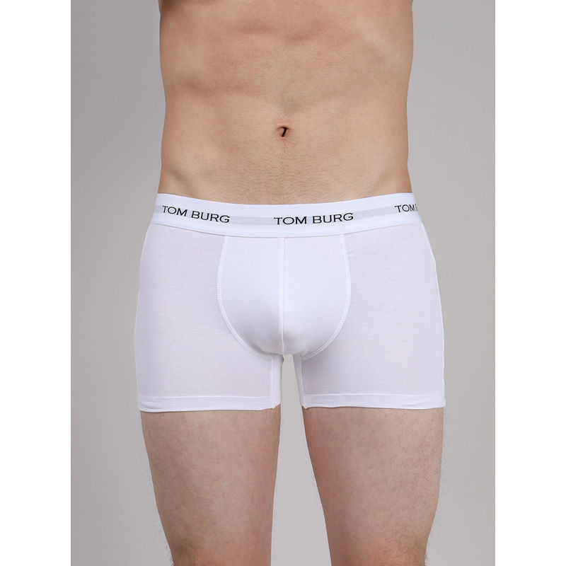 TOM BURG Men White Solid Trunk with Ultrasoft Waistband (L)
