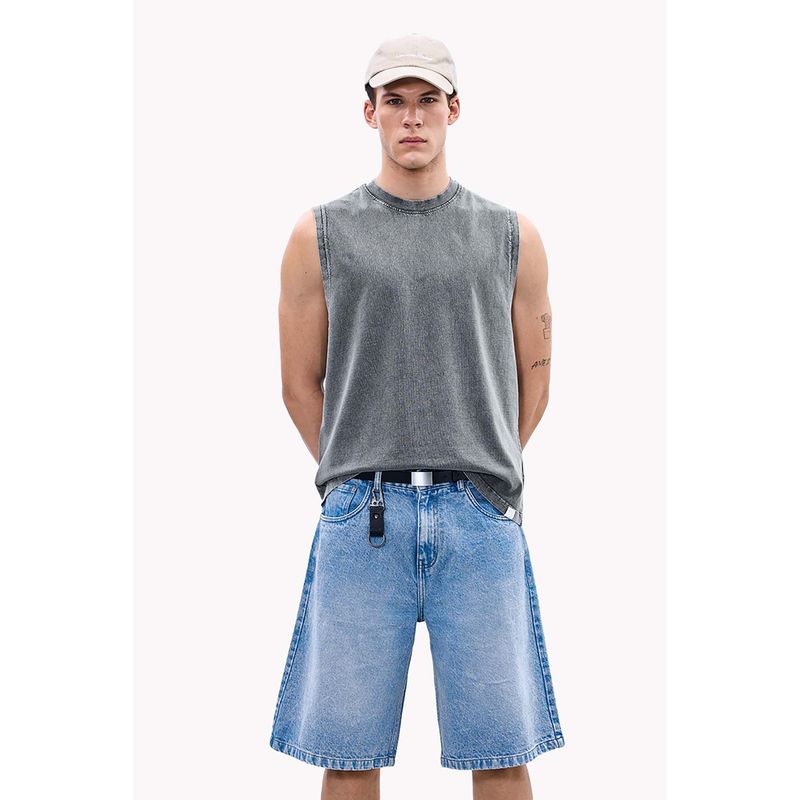 Snitch Grey Solid Sleeveless Regular Casual T-Shirt for Men (2XL)