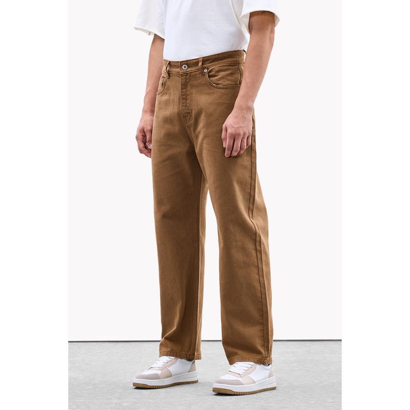 Snitch Mens Brown Washed Relaxed Casual Jeans (28)