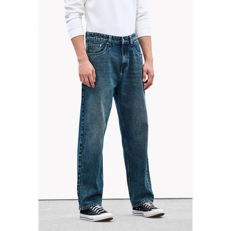 Snitch Mens Blue Washed Relaxed Casual Jeans (32)