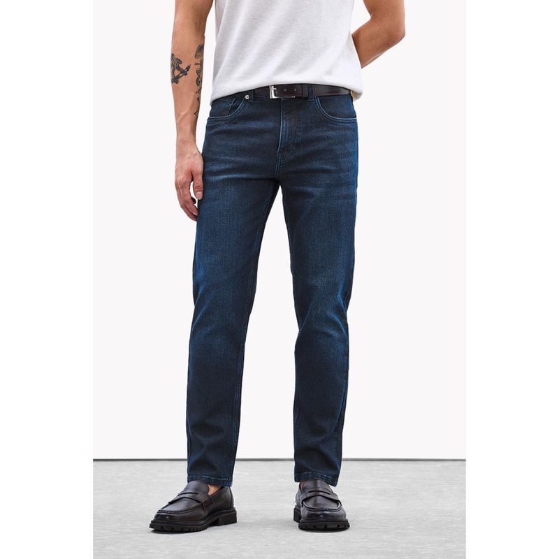 Snitch Mens Ink Blue Washed Slim Casual Jeans (34)