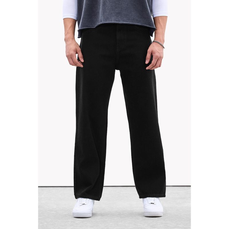 Snitch Mens Black Washed Relaxed Casual Jeans (32)