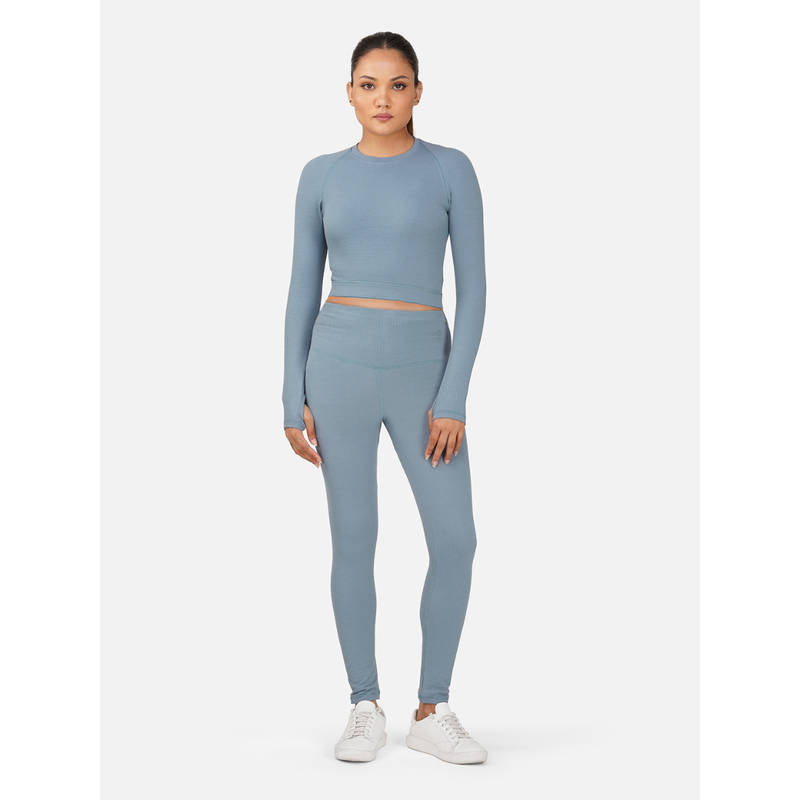 Wear Jukebox Sculptflex Seamless Blue Crop Top with Tights (Set of 2) (S)