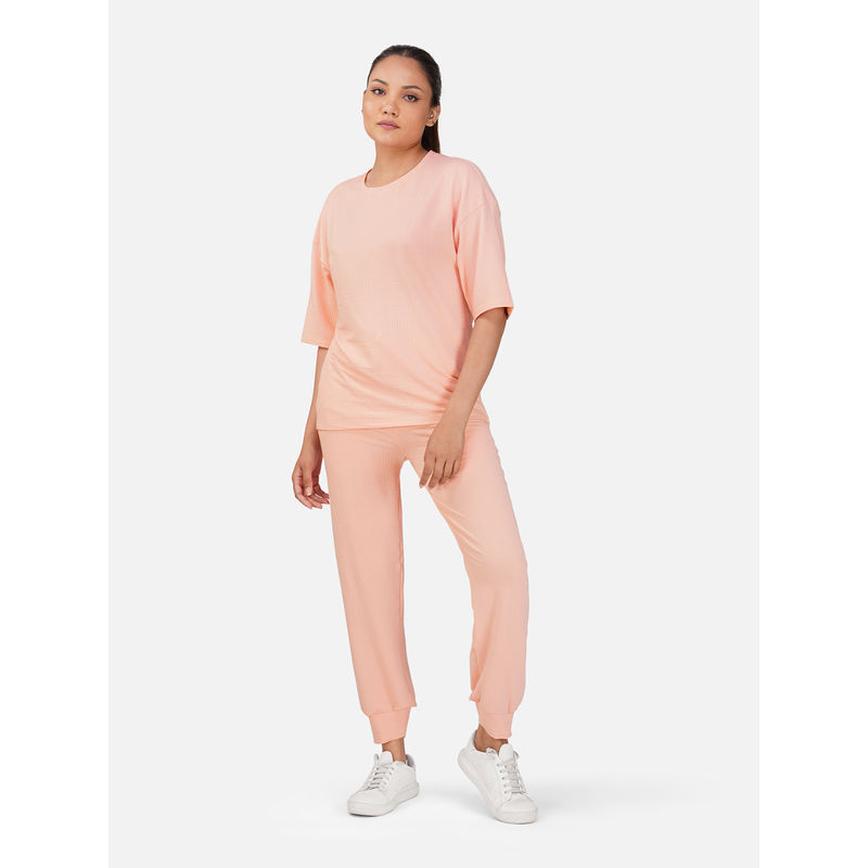 Wear Jukebox Cloud Comfort Peach T-Shirt with Joggers (Set of 2) (S)