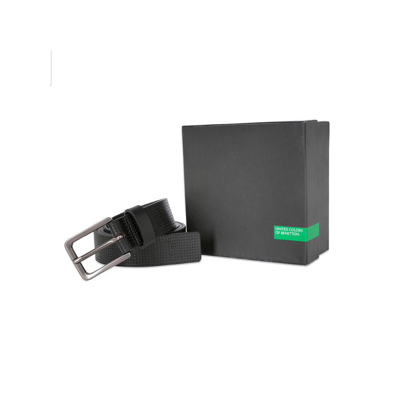 United Colors of Benetton Stetson Men Non Reversible Belt - Black (M)