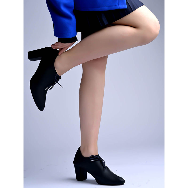 Shoetopia Solid Pointed Toe Black Pumps (EU 41)