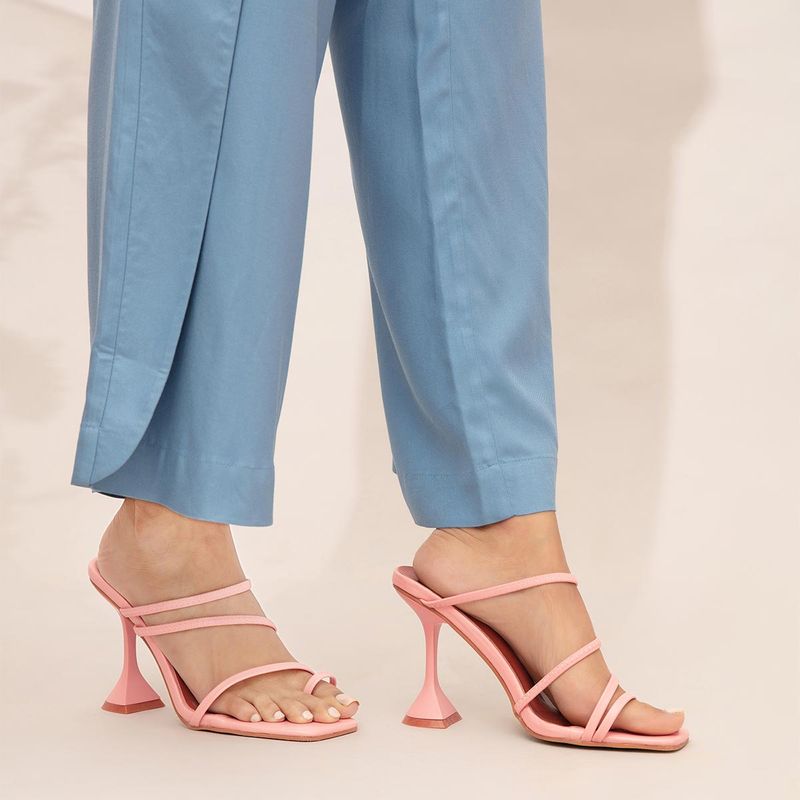 Twenty Dresses by Nykaa Fashion Pink Square Toe Flared Heels (EURO 40)