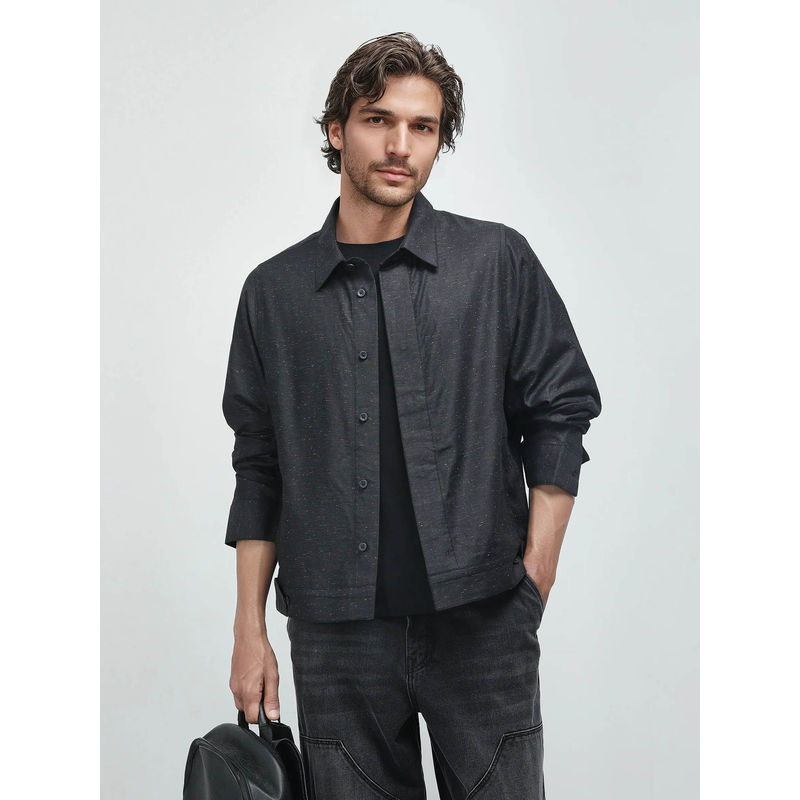 Rare Rabbit Biot-S Charcoal Plain Relaxed Fit Shacket (2XL)