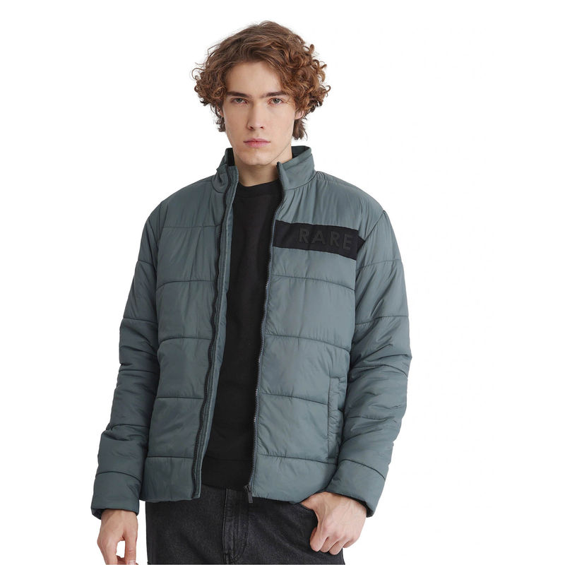 Rare Rabbit Bront Dusky Green Hd Print Regular Fit Jacket (XL)