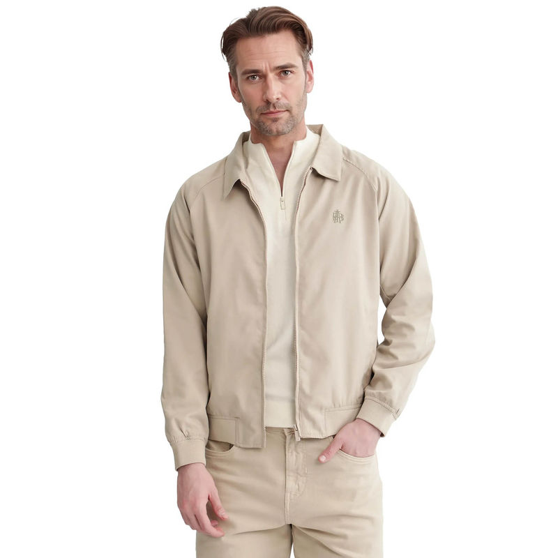 Rare Rabbit Clayon Beige Solid Regular Fit Jacket (XS)