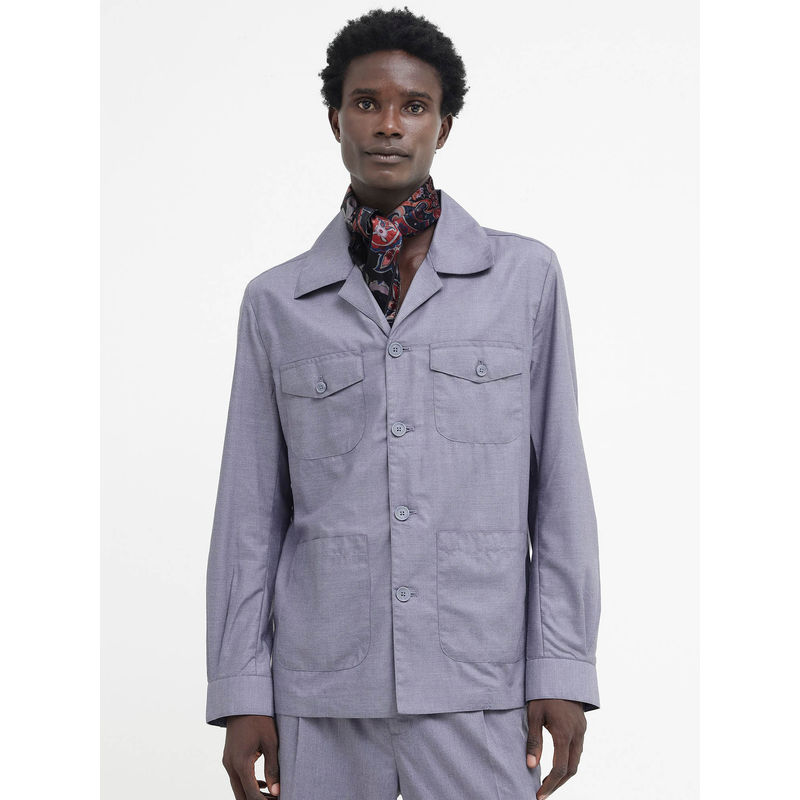 Rare Rabbit Echos Purple Plain Relaxed Fit Jacket (L)