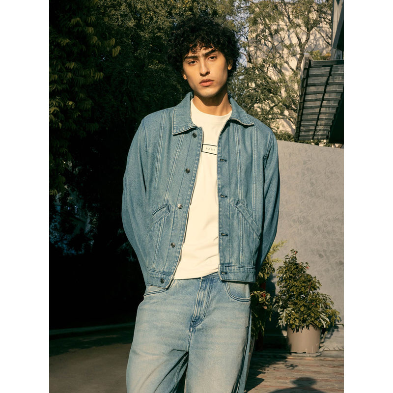 Rare Rabbit Gausst Blue Plain Regular Fit Jacket (S)